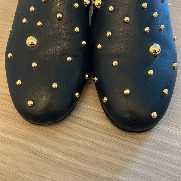SEE BY CHLOE BLACK AND GOLD STUDDED MULES HEELS SZ 36 - Picture 3 of 5
